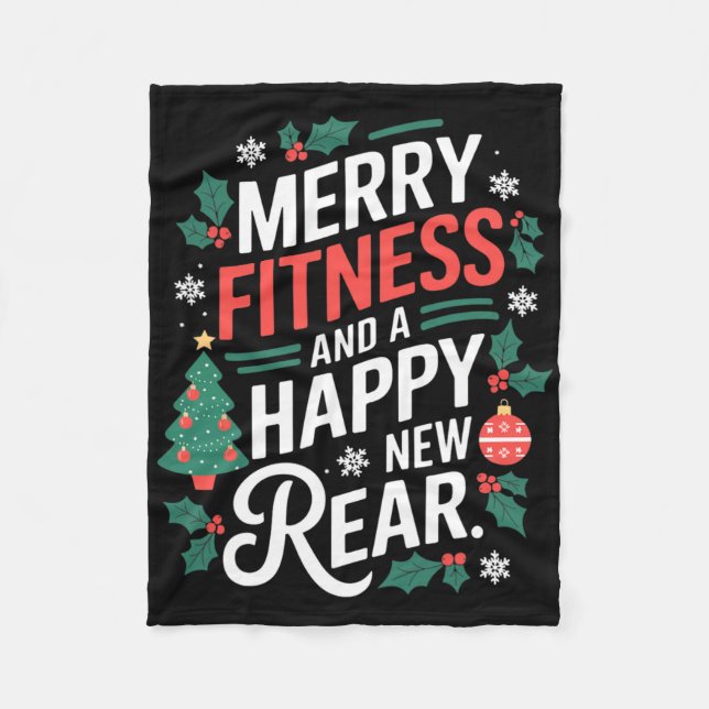 Merry Fitness And A Happy New Rear Fitmas Christma Fleecedecke (Vorderseite)