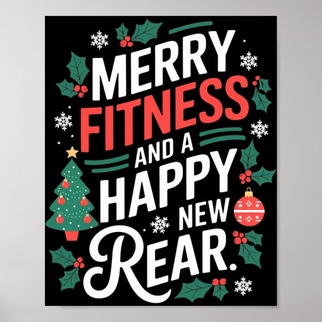 Merry Fitness And A Happy New Rear Fitmas Christma Poster (Vorne)