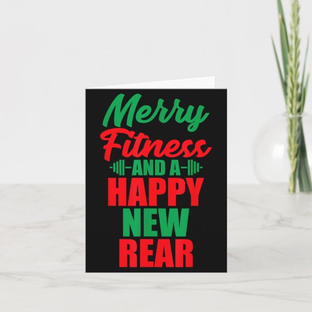 Merry Fitness And A Happy New Rear Funny Christmas Karte (Vorderseite)