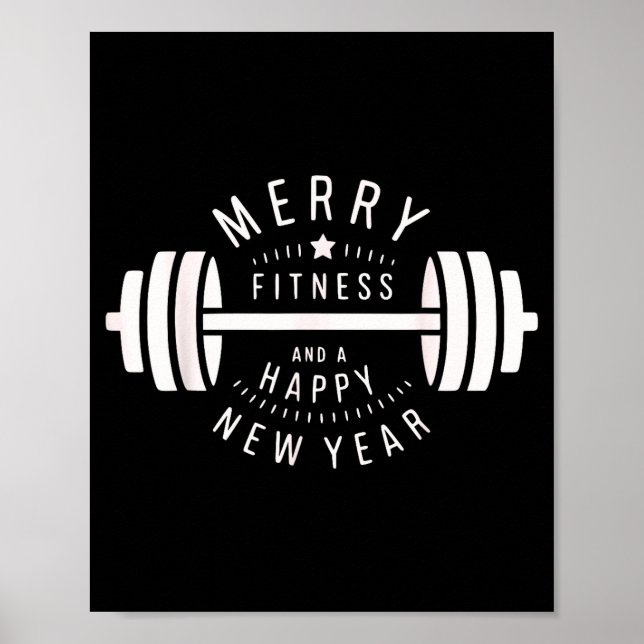 Merry Fitness And A Happy New Rear Funny Gym  Poster (Vorne)