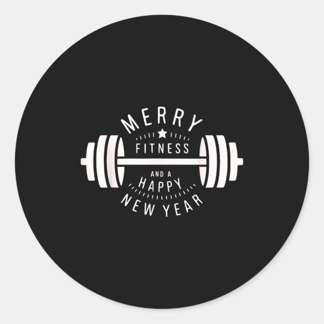 Merry Fitness And A Happy New Rear Funny Gym  Runder Aufkleber (Vorderseite)