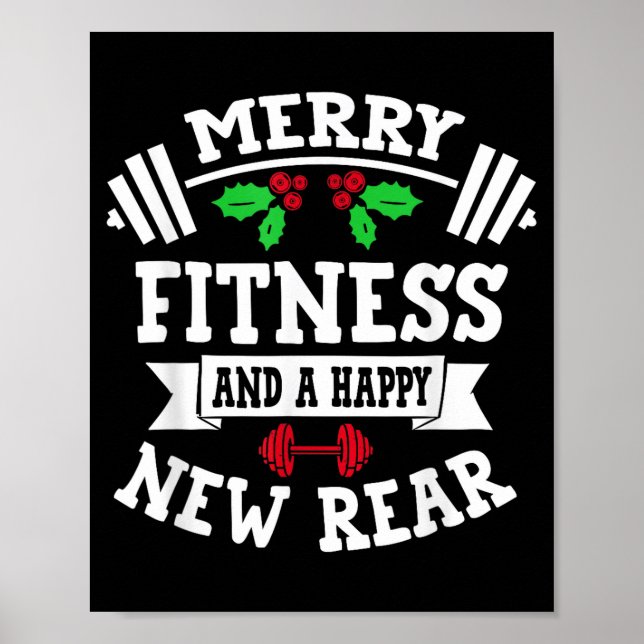 Merry Fitness And A Happy New Rear Funny Holidays  Poster (Vorne)