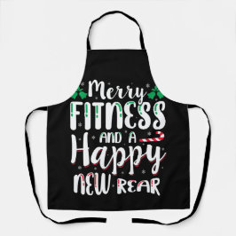 Merry Fitness And Happy New Rear Workout Christmas Schürze
