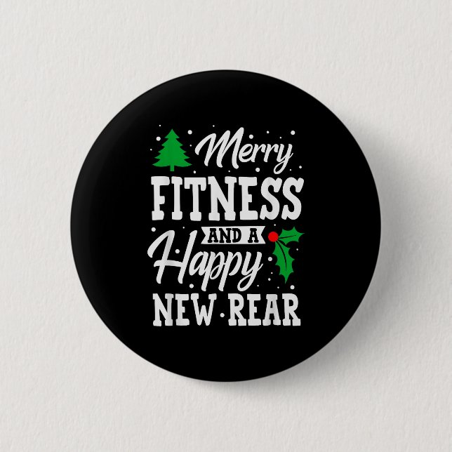 Merry Fitness Happy New Rear Workout Christmas  Button (Vorderseite)