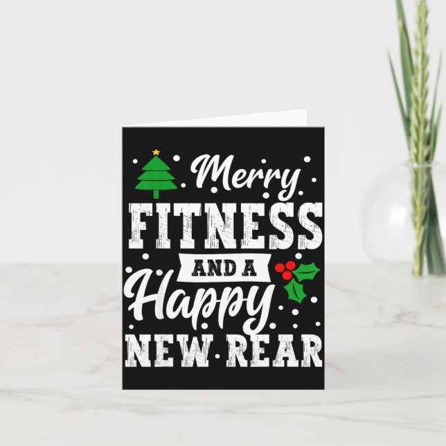 Merry Fitness Happy New Rear Workout Christmas Gym Karte (Vorderseite)