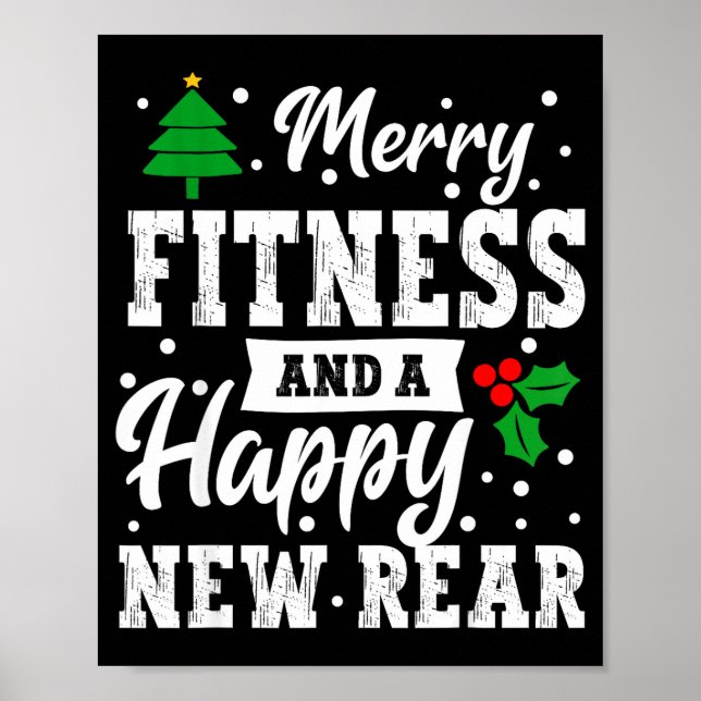 Merry Fitness Happy New Rear Workout Christmas Gym Poster (Vorne)