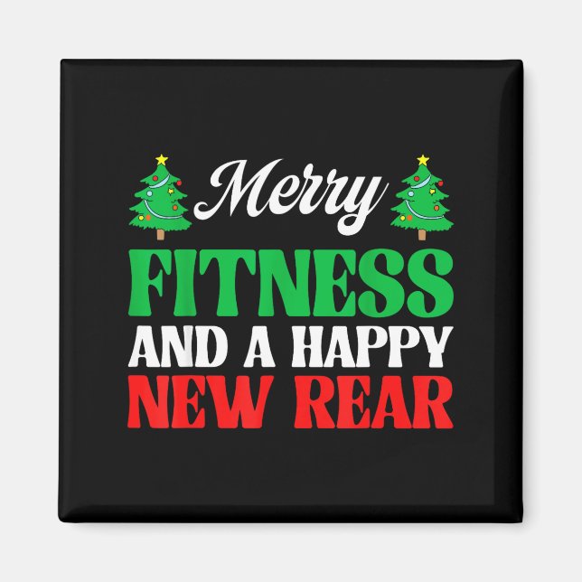 Merry Fitness Happy New Rear Workout Christmas  Magnet (Vorne)