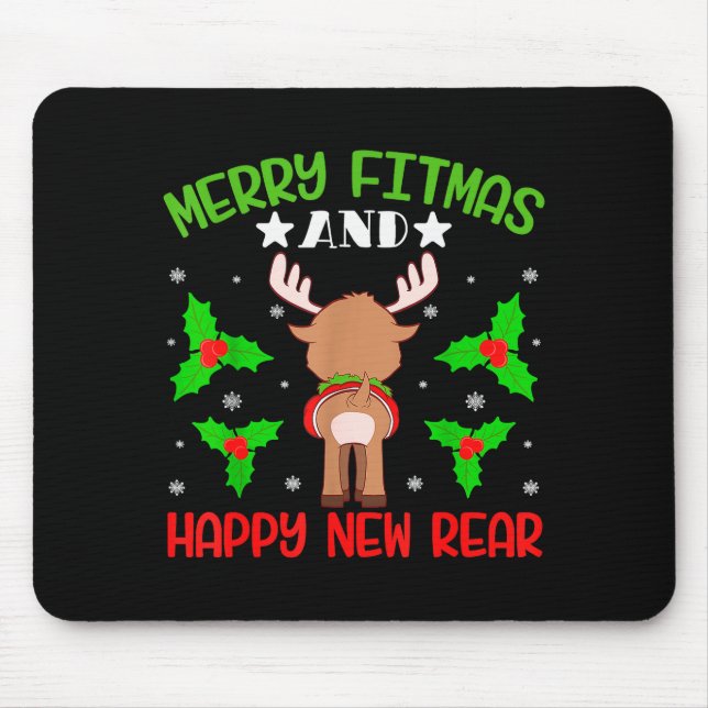 Merry Fitness Happy New Rear Workout Christmas  Mousepad (Vorne)