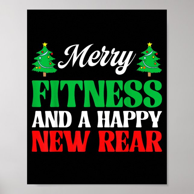 Merry Fitness Happy New Rear Workout Christmas  Poster (Vorne)