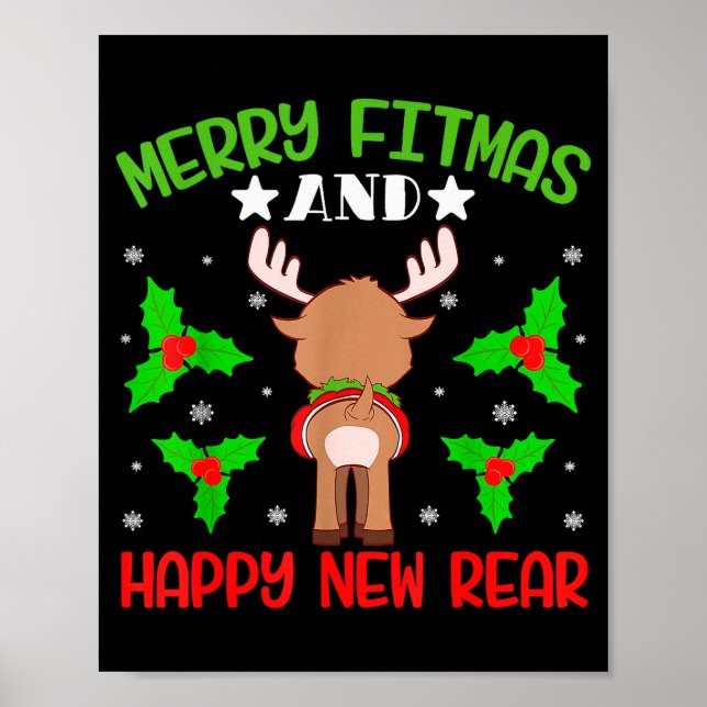 Merry Fitness Happy New Rear Workout Christmas  Poster (Vorne)