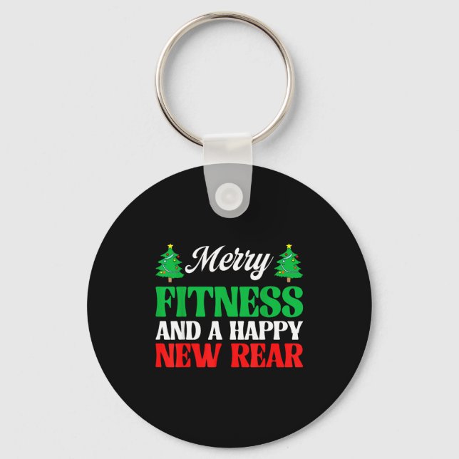 Merry Fitness Happy New Rear Workout Christmas  Schlüsselanhänger (Vorderseite)