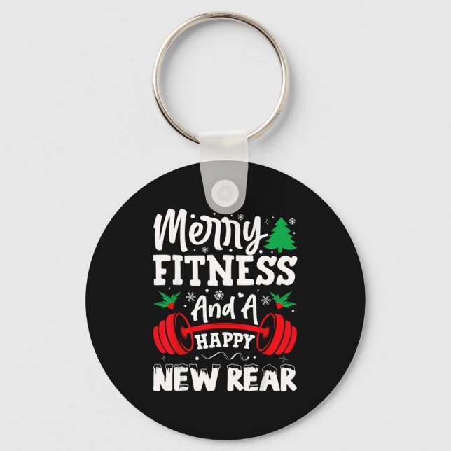 Merry Fitness Happy New Rear Workout Christmas  Schlüsselanhänger (Vorderseite)