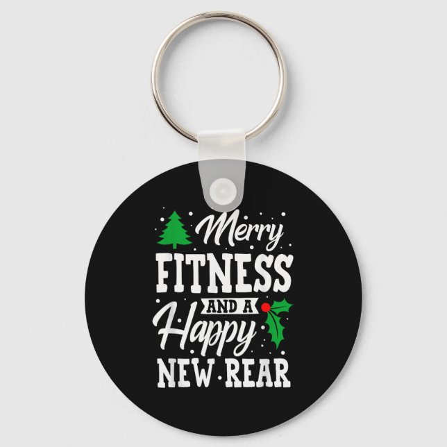 Merry Fitness Happy New Rear Workout Christmas  Schlüsselanhänger (Vorderseite)
