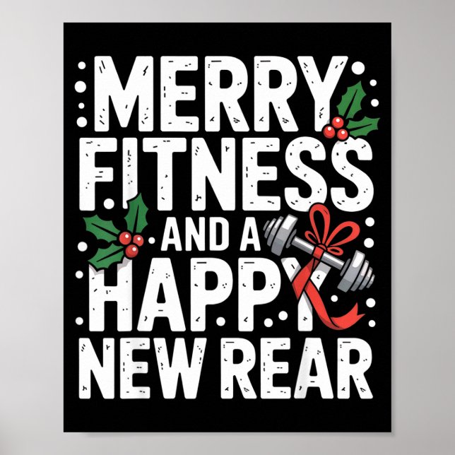 Merry Fitness Happy New Rear Workout Fitmas Christ Poster (Vorne)