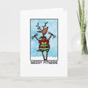 Merry Fitness Reindeer Feiertagskarte