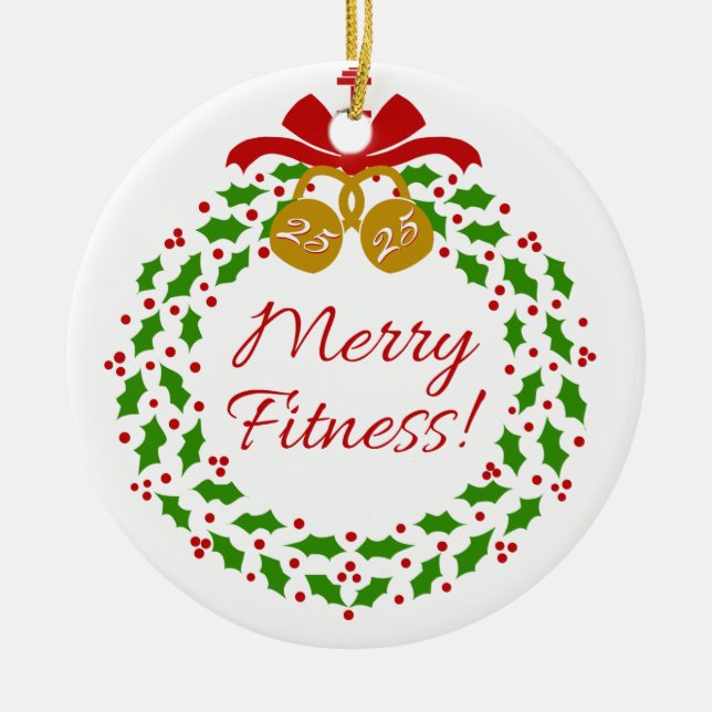 Merry Fitness Wreath Personalisiert Circle Ornamen Keramik Ornament (Vorne)