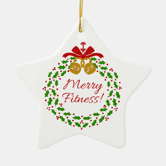 Merry Fitness Wreath Personalisiert Star Ornament (Vorne)