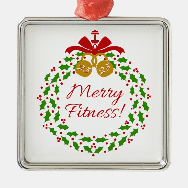 Merry Fitness Wreath Premium Silver Ornament (Vorne)