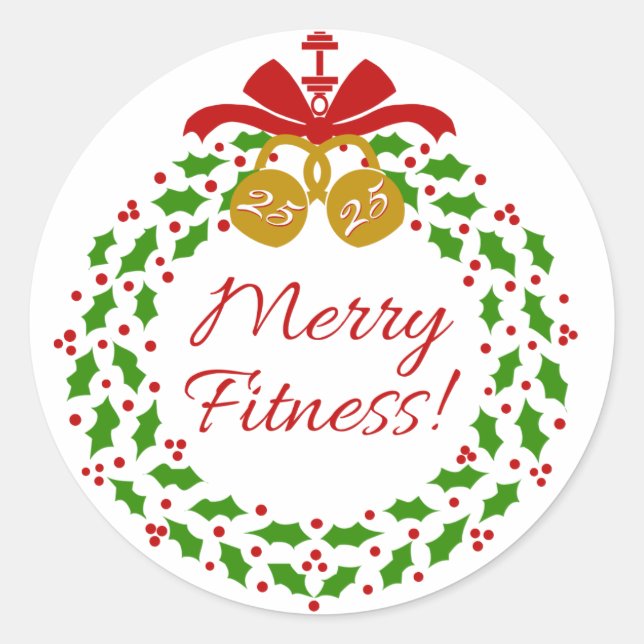 Merry Fitness Wreath Round Stickers (Vorderseite)