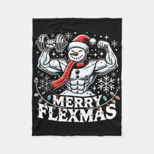 Merry Flexmas - Snowman Flexing Christmas Gym Body Fleecedecke