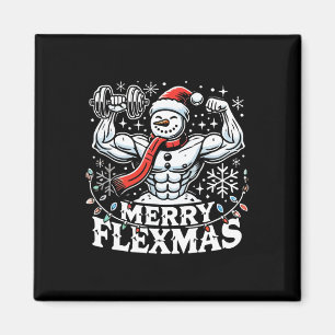 Merry Flexmas - Snowman Flexing Christmas Gym Body Magnet