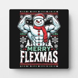 Merry Flexmas - Snowman Flexing Christmas Gym Fotoplatte