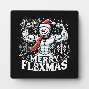 Merry Flexmas - Snowman Flexing Christmas Gym Fotoplatte