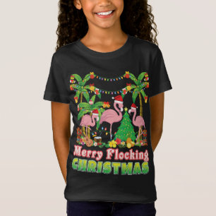 Merry Flocking Christmas Flamingo Palm Ugly Sweate T-Shirt