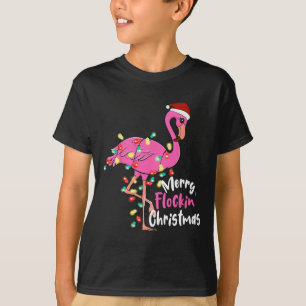 Merry Flocking Christmas Flamingo Xmas T-Shirt