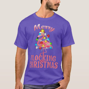 Merry Flocking Christmas Santa Flamingo Xmas T-Shirt