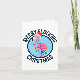 Merry Flocking Christmas Tropical Florida Flamingo Karte