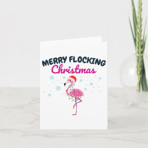 Merry Flocking Christmas Tropical Florida Flamingo Karte