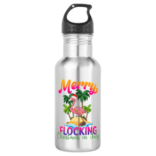 Merry Flocking Christmas   Weihnachten im Juli Edelstahlflasche
