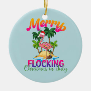Merry Flocking Christmas   Weihnachten im Juli Keramik Ornament