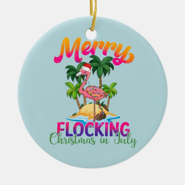 Merry Flocking Christmas | Weihnachten im Juli Keramik Ornament (Vorne)