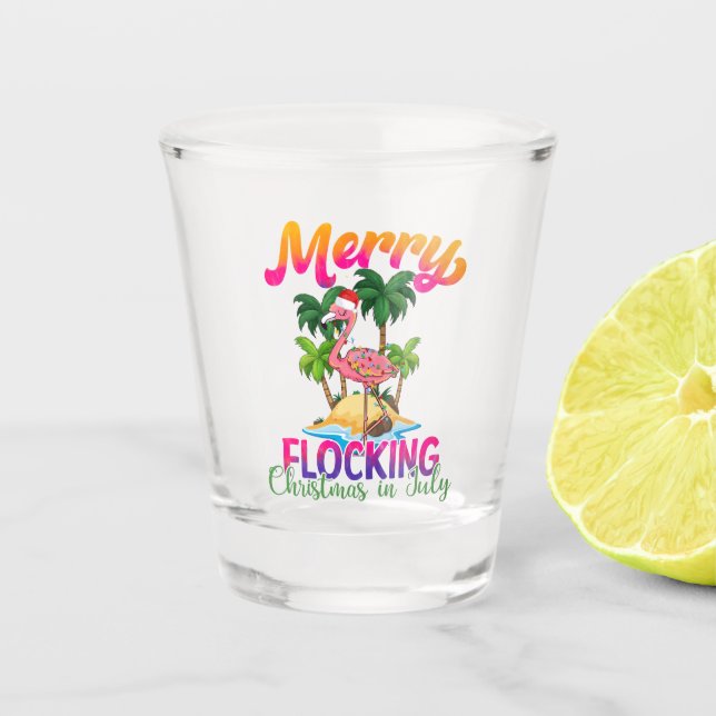 Merry Flocking Christmas | Weihnachten im Juli Schnapsglas (Vorderseite)