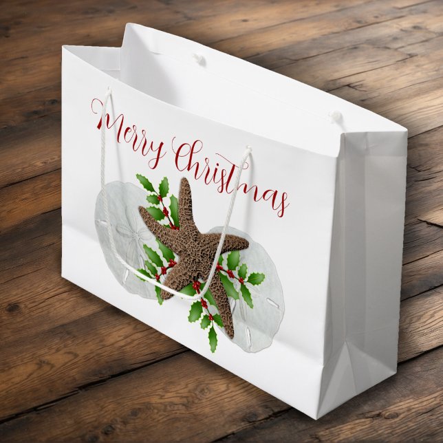 Merry Florida Christmas Starfish Sand Dollars Große Geschenktüte (Von Creator hochgeladen)