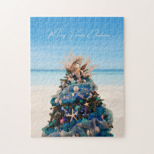 Merry Florida Christmas Tropical Beach HolidayTree Puzzle