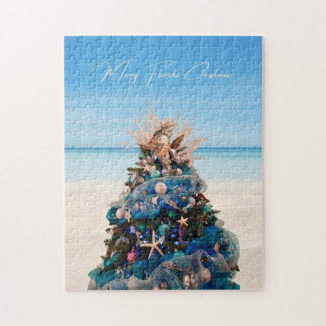 Merry Florida Christmas Tropical Beach HolidayTree Puzzle (Vertikal)