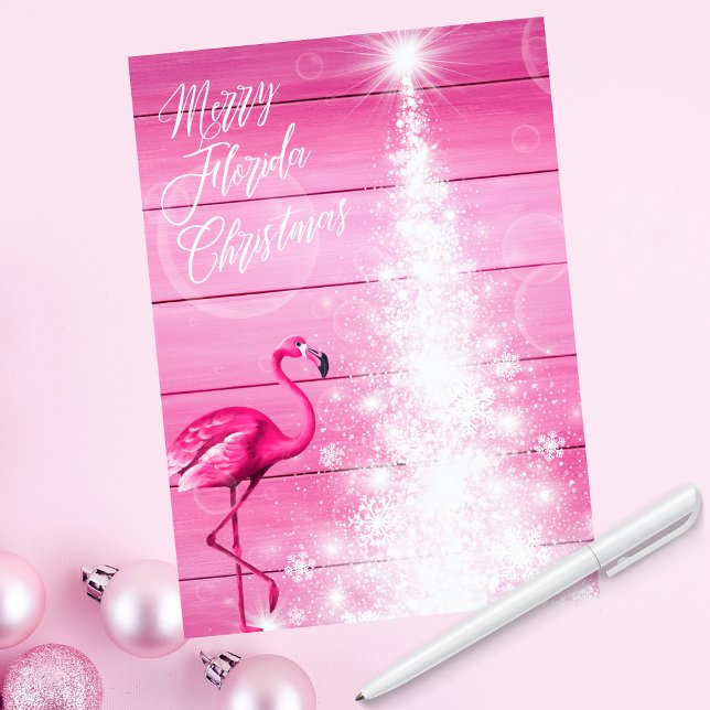 Merry Florida Weihnachten Pink Flamingo White Tree (Von Creator hochgeladen)