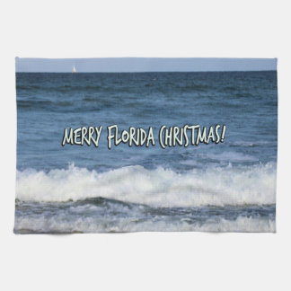 Merry Florida Weihnachten über Ocean Blue Sky Geschirrtuch