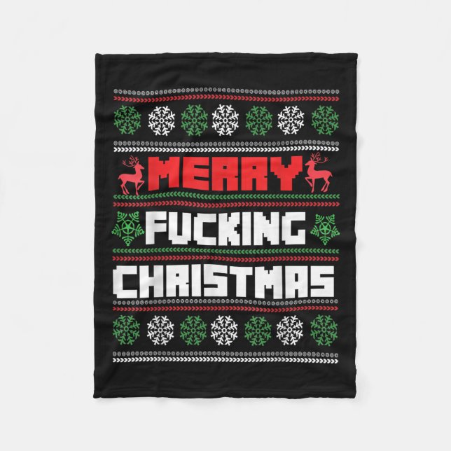 Merry Foring Christmas Funny Raunchy Curse Word Ho Fleecedecke (Vorderseite)