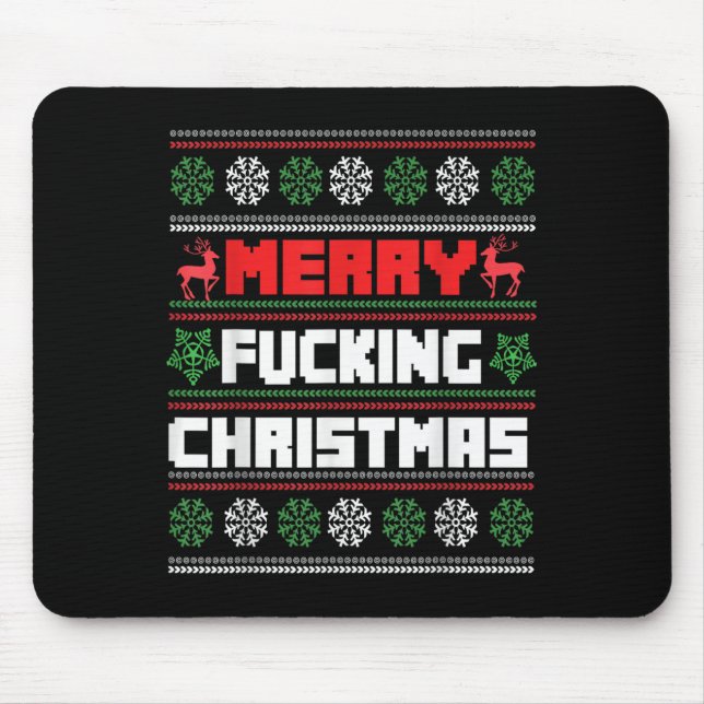 Merry Foring Christmas Funny Raunchy Curse Word Ho Mousepad (Vorne)