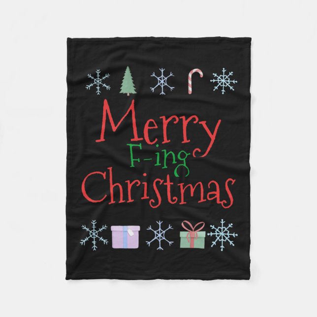 Merry Foring (f-ing) Weihnachten Funny Sarcastic Q Fleecedecke (Vorderseite)