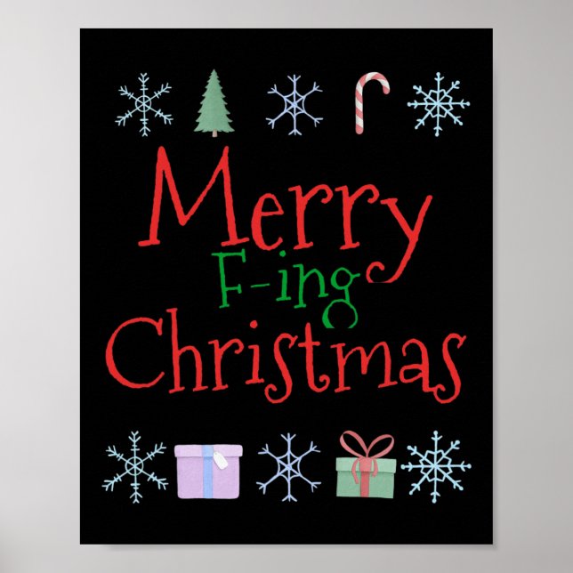 Merry Foring (f-ing) Weihnachten Funny Sarcastic Q Poster (Vorne)