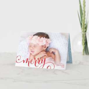 MERRY FOTO Familienspass Kalligraphie Overlay Rot Feiertagskarte
