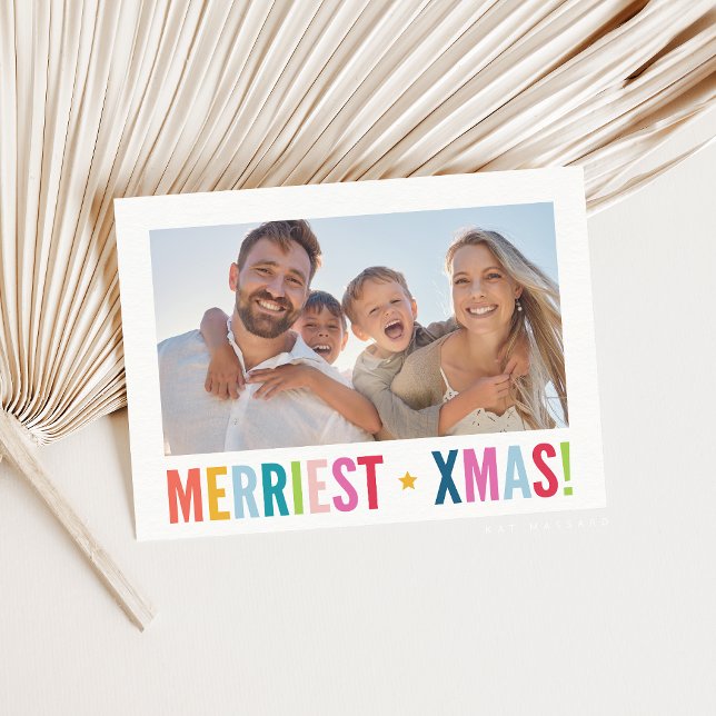 MERRY FOTO Moderne, farbenfrohe, fette Typografie Feiertagskarte (Von Creator hochgeladen)