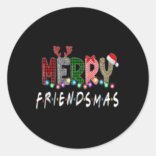 Merry Friendsmas Friends Christmas Matching Xmas G Runder Aufkleber