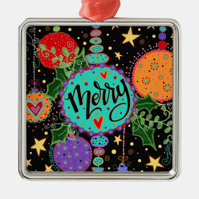 Merry Fun Whimsical Ornament Weihnachten Aus Metall (Vorne)