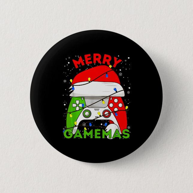 Merry Gamemas Santa Hat Gamer Controller Christmas Button (Vorderseite)